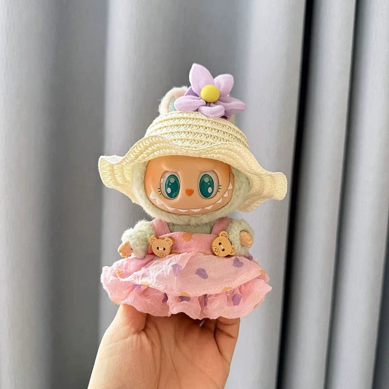 Mini Plush Doll'S Clothes Outfit Accessories for Korea Kpop Exo Labubu V1 V2 Idol Dolls Goose Dinosaur Macaron Clothing Gifts