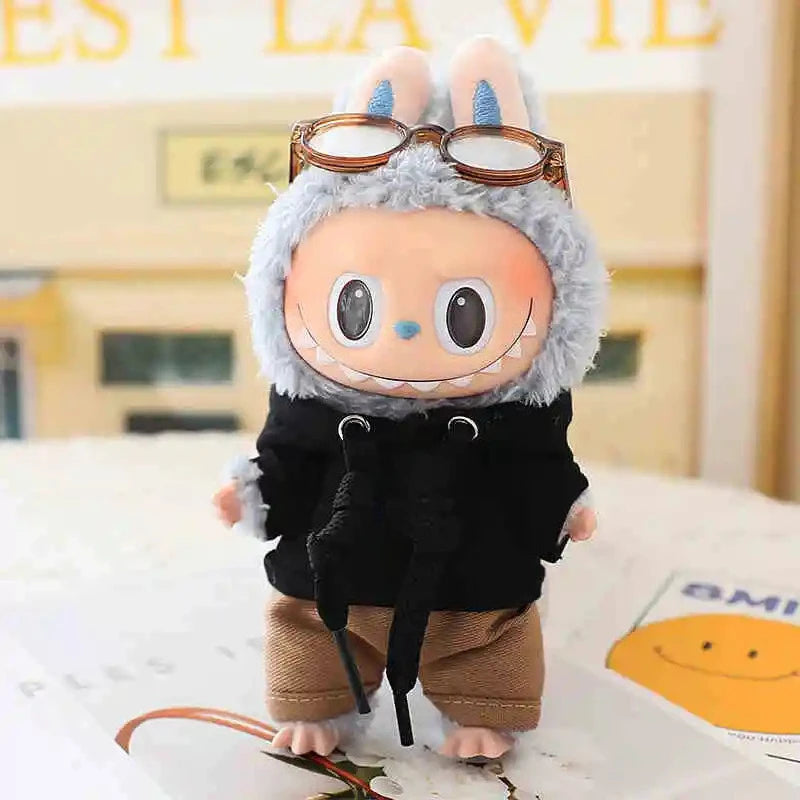 17Cm Labubu Doll Clothes Set Short Skirt Hooded Top Ropa Labubu Decoration Doll Accessories