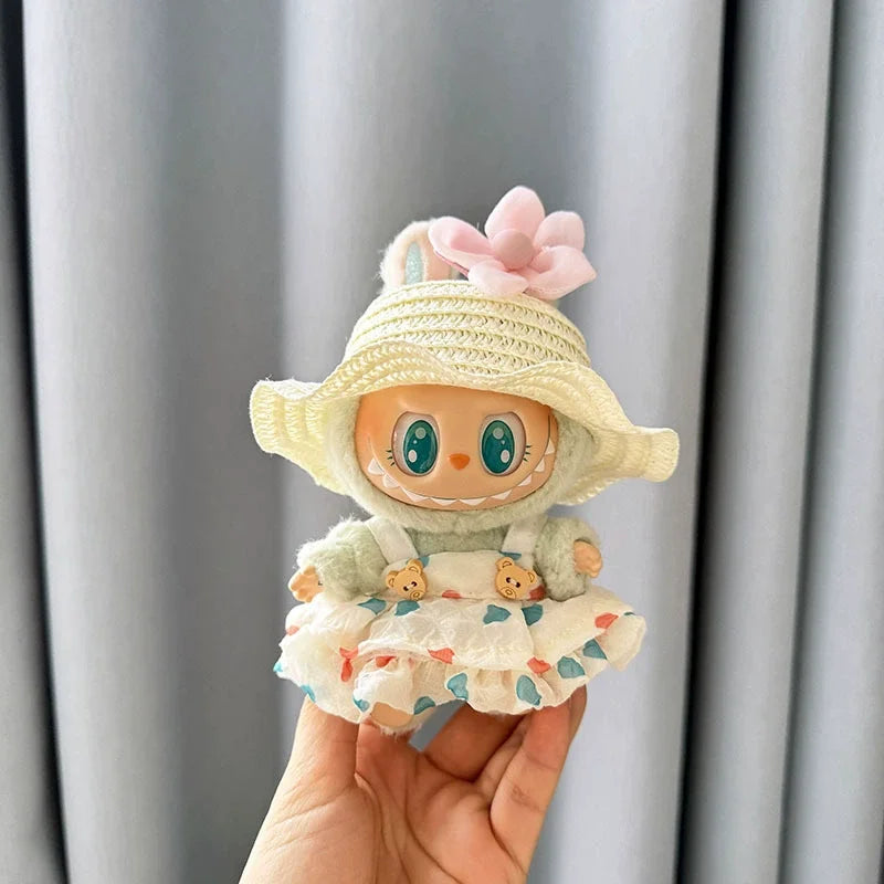 Mini Plush Doll'S Clothes Outfit Accessories for Korea Kpop Exo Labubu V1 V2 Idol Dolls Goose Dinosaur Macaron Clothing Gifts