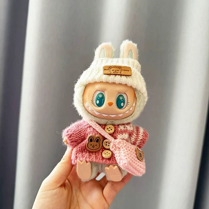 Mini Plush Doll'S Clothes Outfit Accessories for Korea Kpop Exo Labubu V1 V2 Idol Dolls Goose Dinosaur Macaron Clothing Gifts