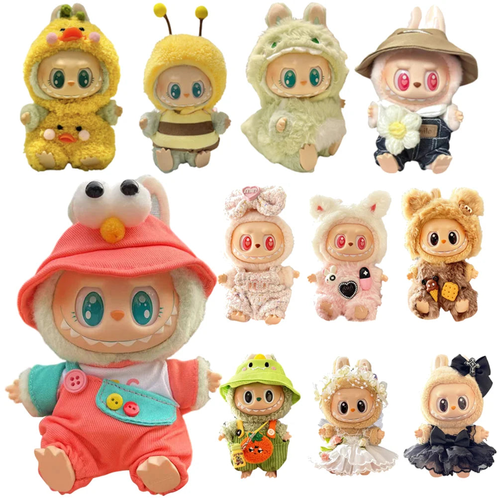 Mini Plush Doll'S Clothes Outfit Accessories for Korea Kpop Exo Labubu V1 V2 Idol Dolls Goose Dinosaur Macaron Clothing Gifts