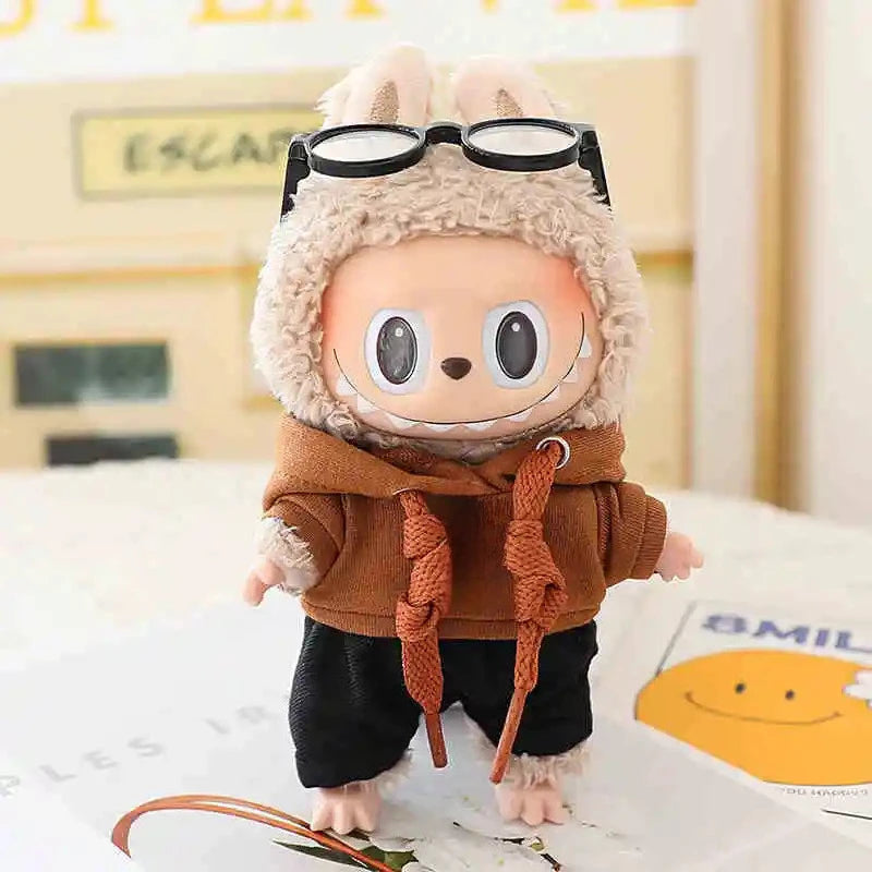17Cm Labubu Doll Clothes Set Short Skirt Hooded Top Ropa Labubu Decoration Doll Accessories