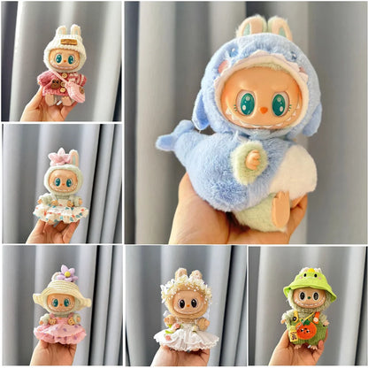 Mini Plush Doll'S Clothes Outfit Accessories for Korea Kpop Exo Labubu V1 V2 Idol Dolls Goose Dinosaur Macaron Clothing Gifts