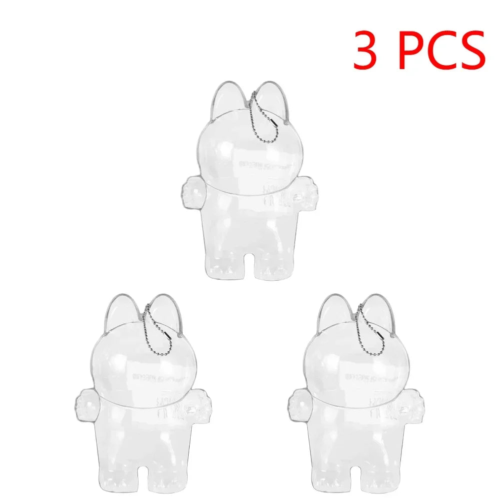 Labubutransparent Macaron Doll Case for Popmart Bubble Mart Elf Dustproof Cover Christmas New Year Gift Storage Box Accessories