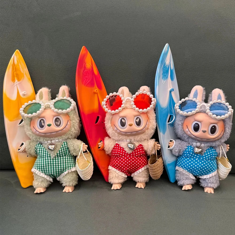 For 15/17Cm Labubu Doll Summer Bikini Set Sunglasses Fashion Swimsuit Swimming Accessories for 3.0 Big into Energy Ropa Labubu