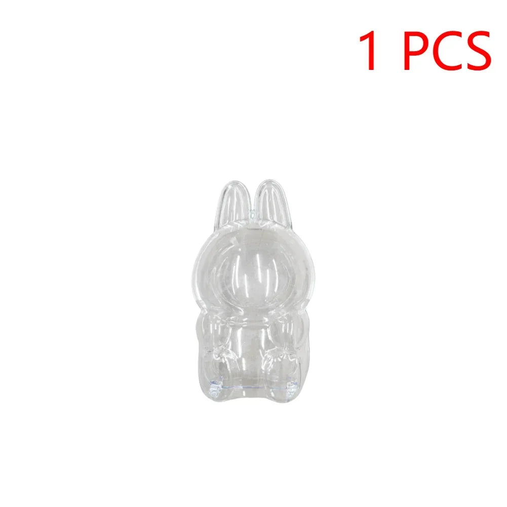Labubutransparent Macaron Doll Case for Popmart Bubble Mart Elf Dustproof Cover Christmas New Year Gift Storage Box Accessories