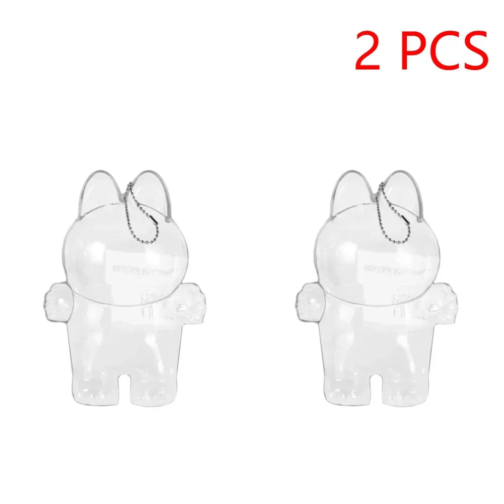 Labubutransparent Macaron Doll Case for Popmart Bubble Mart Elf Dustproof Cover Christmas New Year Gift Storage Box Accessories