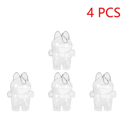 Labubutransparent Macaron Doll Case for Popmart Bubble Mart Elf Dustproof Cover Christmas New Year Gift Storage Box Accessories
