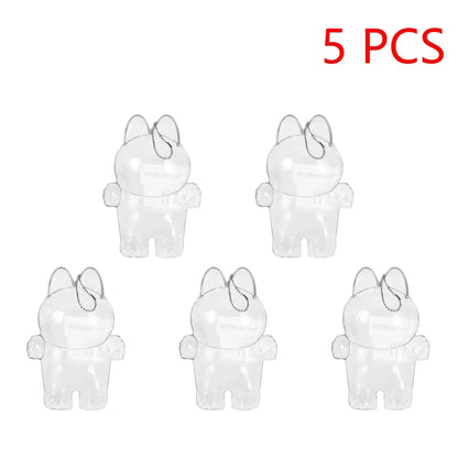 Labubutransparent Macaron Doll Case for Popmart Bubble Mart Elf Dustproof Cover Christmas New Year Gift Storage Box Accessories