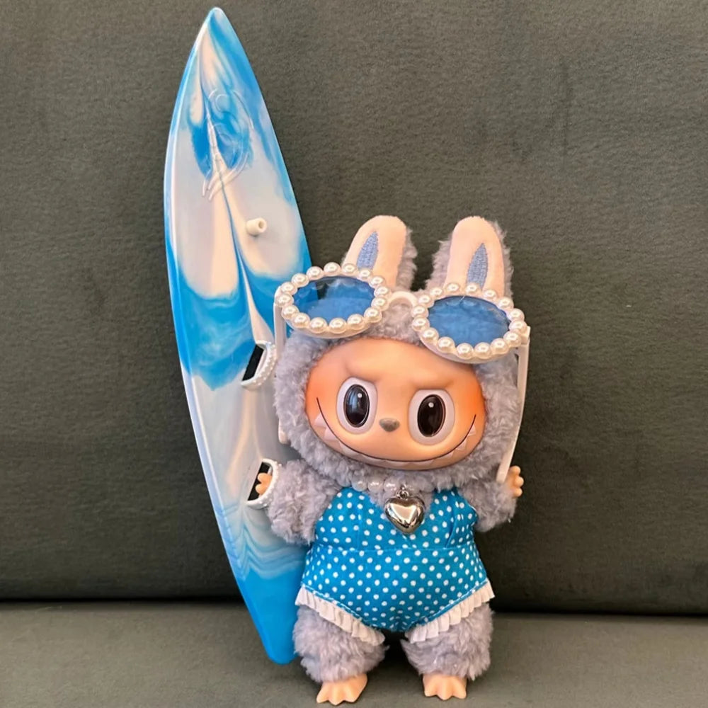 For 15/17Cm Labubu Doll Summer Bikini Set Sunglasses Fashion Swimsuit Swimming Accessories for 3.0 Big into Energy Ropa Labubu