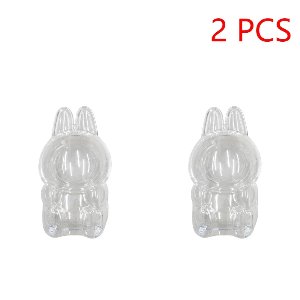 Labubutransparent Macaron Doll Case for Popmart Bubble Mart Elf Dustproof Cover Christmas New Year Gift Storage Box Accessories