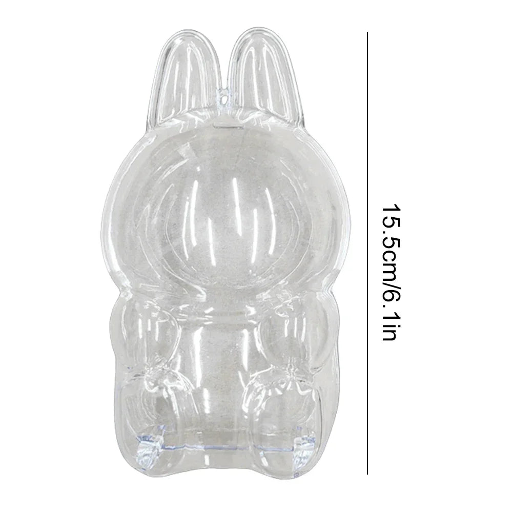 Labubutransparent Macaron Doll Case for Popmart Bubble Mart Elf Dustproof Cover Christmas New Year Gift Storage Box Accessories